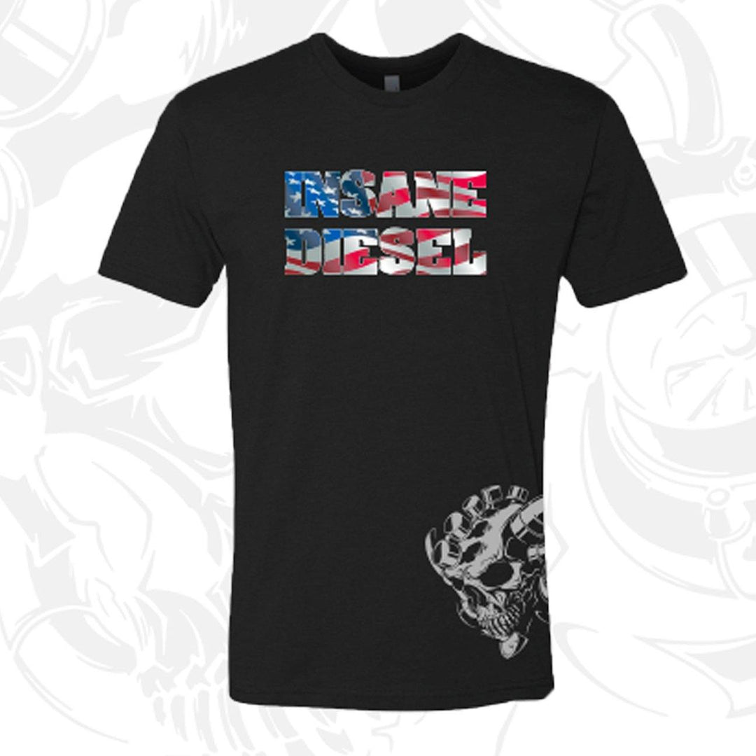 Insane Diesel T-Shirt - Flag and Skull - Insane Diesel